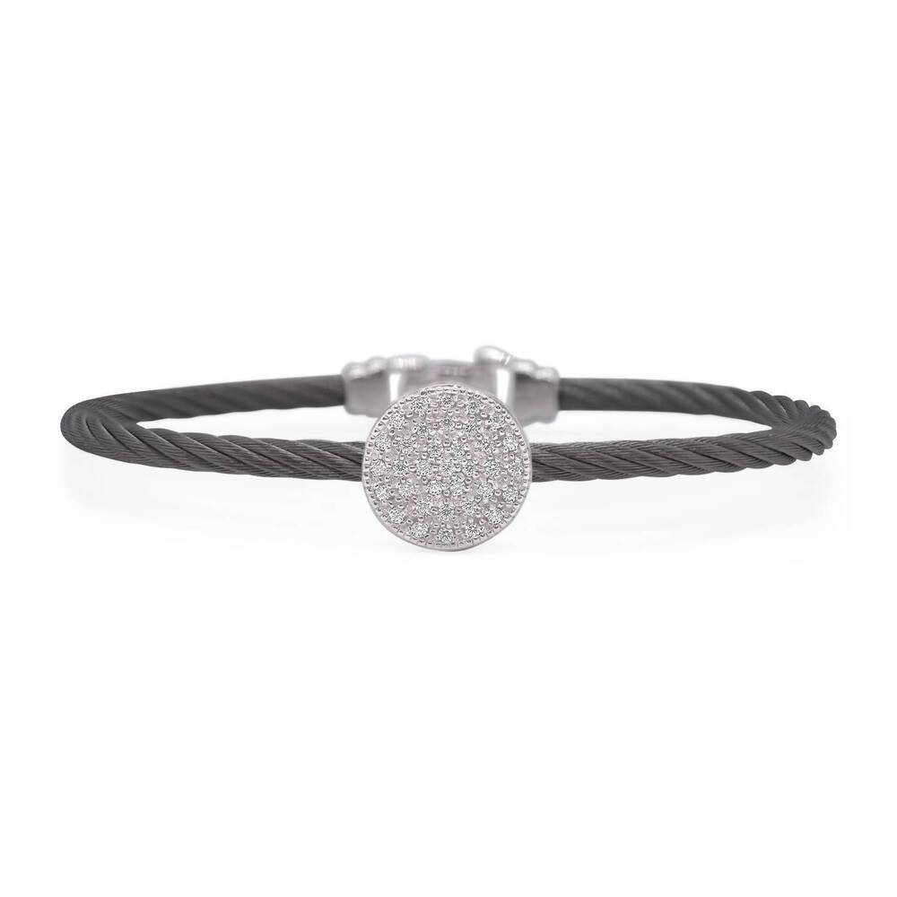 NEW ALOR women's round disc diamond bangle in black